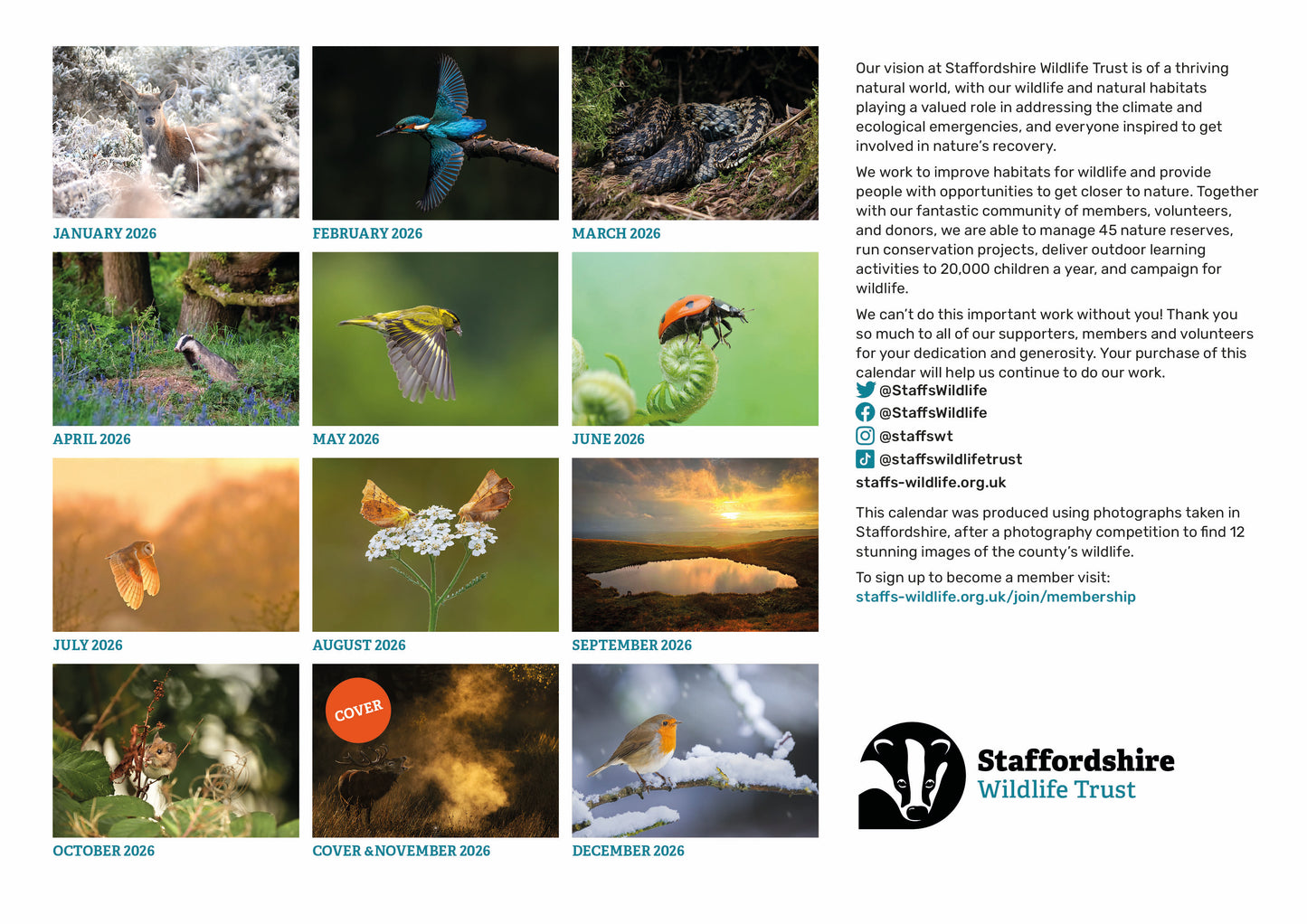 2026 Staffordshire Wildlife Trust Calendar